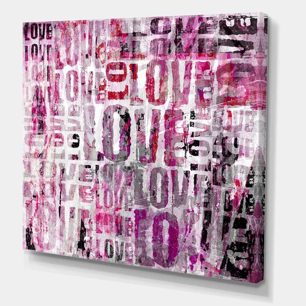 Designart 'Grunge Love Square' Cottage Canvas Wall Art - 30 in. Wide x 30 in. High