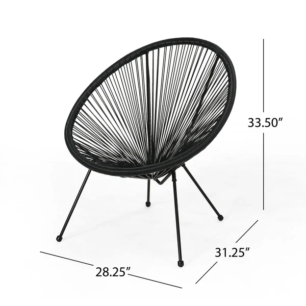 Anson Outdoor Hammock Weave Chair with Steel Frame (Set of 4) by Christopher Knight Home - Orange, Black