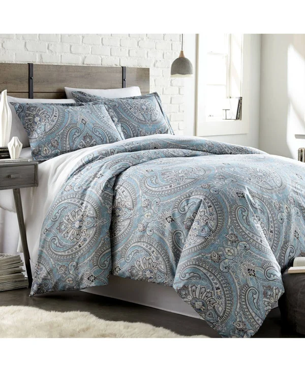 Southshore Fine Linens Classic Paisley 3-Piece Duvet Cover and Sham Set - Aqua