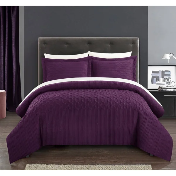 Chic Home Jas 2-Piece Embossed Comforter Set - Twin, Plum