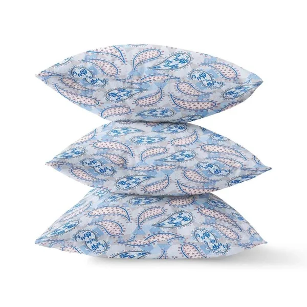 Paisley on Abstract Pillow Blue Gray Brown 16x22 x 16x22