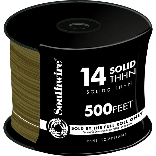 Southwire 500 ft. 14 Brown Solid Cu THHN Wire 11586558
