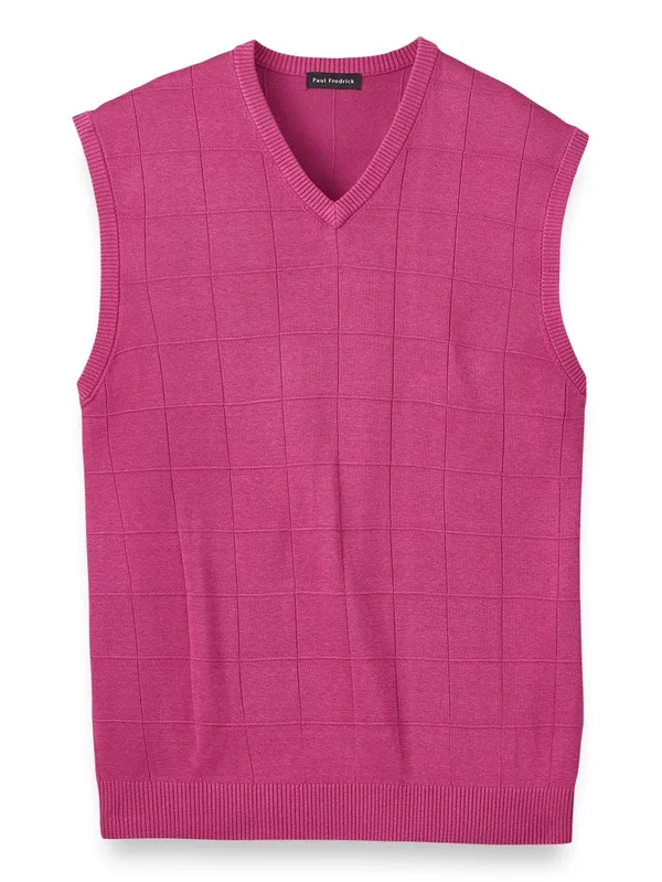 Men's Sweater - Classic Fit in Berry Vest Silk, Paul Fredrick