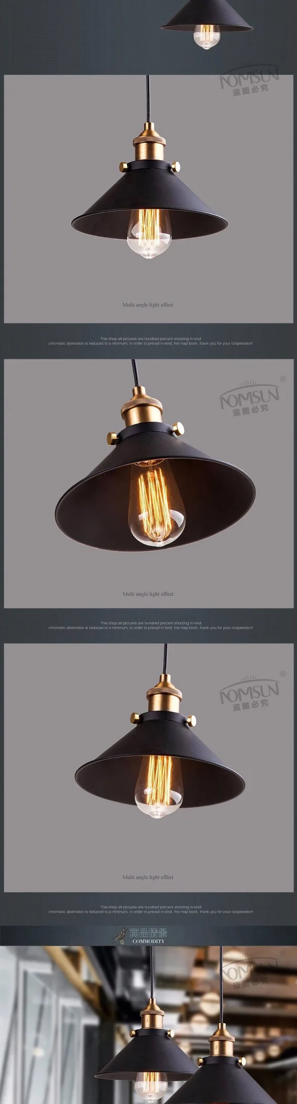 Black Vintage Industrial Pendant Light Nordic Retro Lights Iron Lampshade Loft Edison Lamp Metal Cage Dining Room Countryside