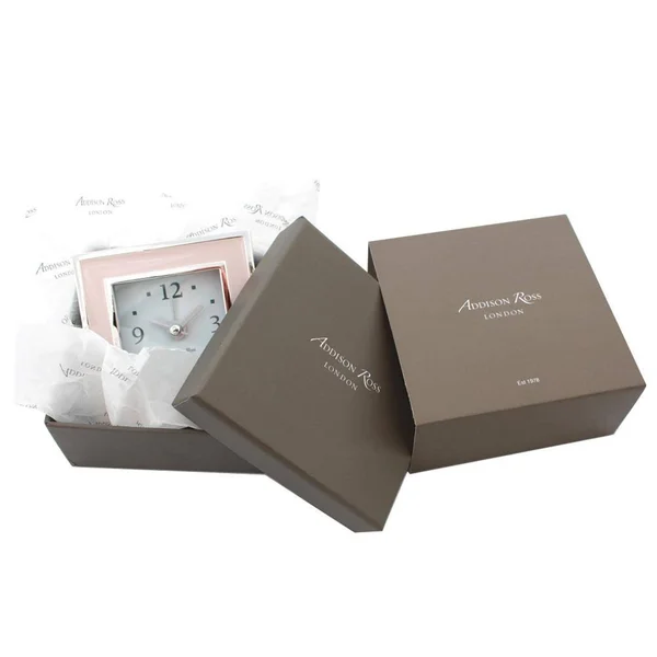 Addison Ross Pink Enamel Alarm Clock - 8cm x 8cm x 5.5cm