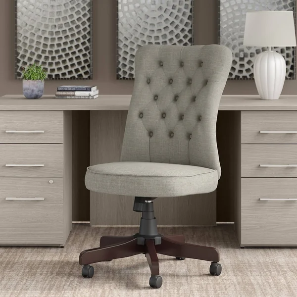 Key West High Back Tufted Office Chair by Bush Furniture - Light Gray