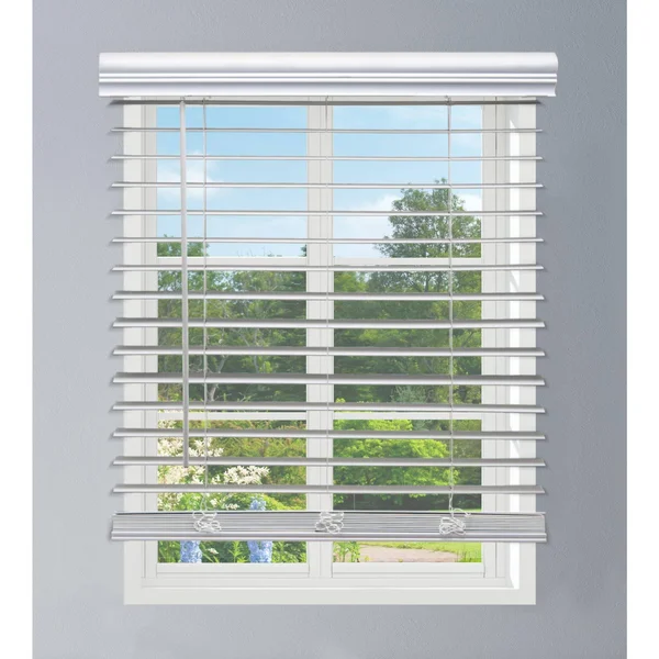 Linen Avenue Custom Cordless Outside Mount Faux Wood Blinds, 64.5 W x 72 H, White