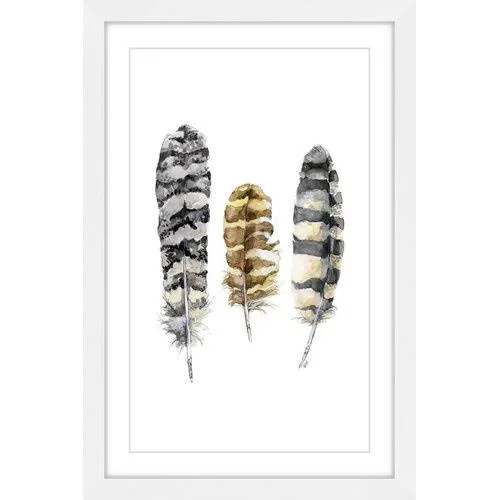 Marmont Hill Owl Feathers by Rachel Byler Framed Painting Print, White