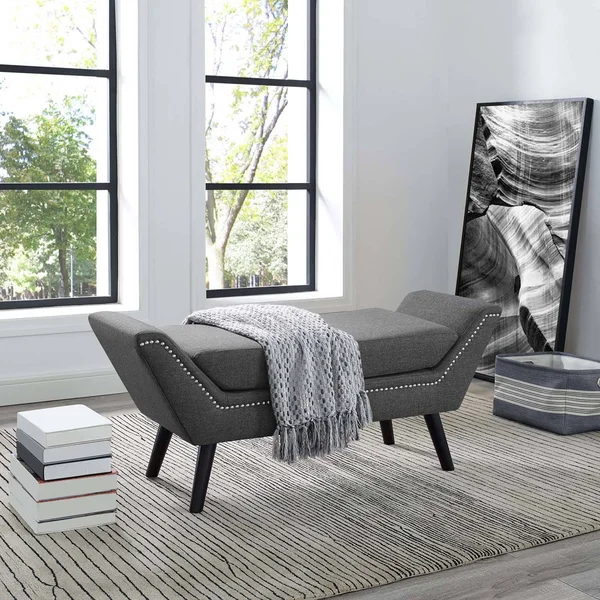 Modway Gambol Light Gray Upholstered Fabric Bench