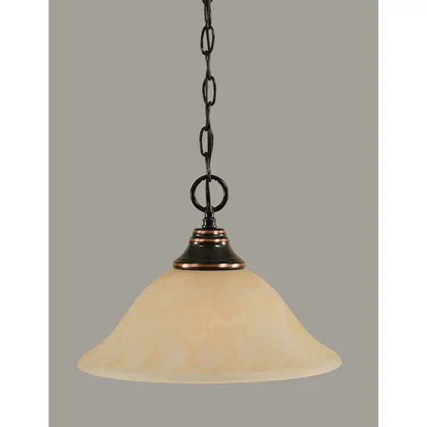Toltec Lighting 10-BC-448 Chain Hung Pendant with 12x22 Teal Crystal Glass - Black