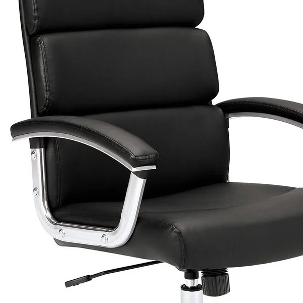 Traction Executive Mid-Back Chair, Black Leather