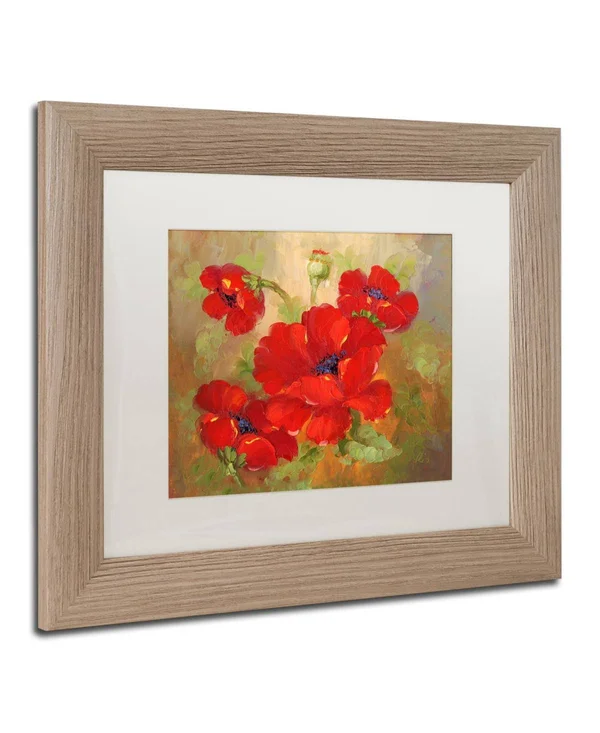 Trademark Fine Art Poppies by Rio, White Matte, Birch Frame 11x14-Inch