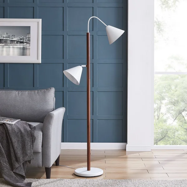 Strick & Bolton Madero Scandinavian Brown Black Metal Floor Lamp (Dark Tobacco, White) 28478053