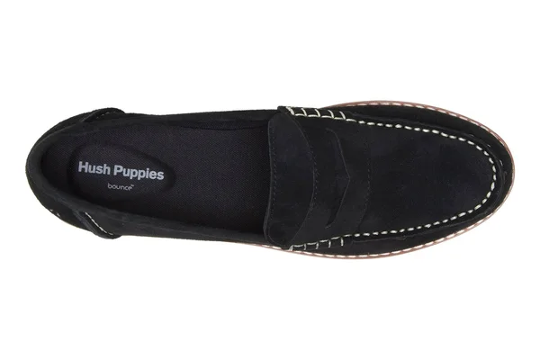 Women's Hush Puppies Wren Loafer Shoes - Wide Black Suede in Size 11