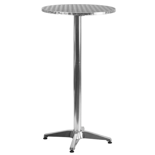 Offex 23.25x22 Round Aluminum Indoor-Outdoor Folding Bar Height Table with Base