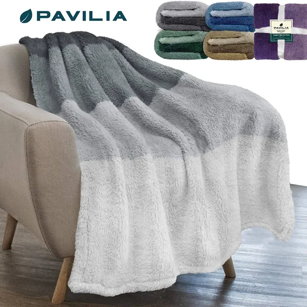 Sherpa Fleece Ombre Throw Blanket Charcoal Grey - 60x22 x 80x22