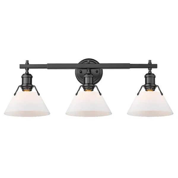 Golden Lighting 3306-BA3 BLK-RBZ Orwell 3 Light Bath Vanity in Matte Black