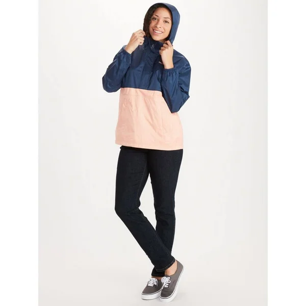 Marmot Women's PreCip Eco Anorak - Large - Arctic Navy, Pink Lemonade