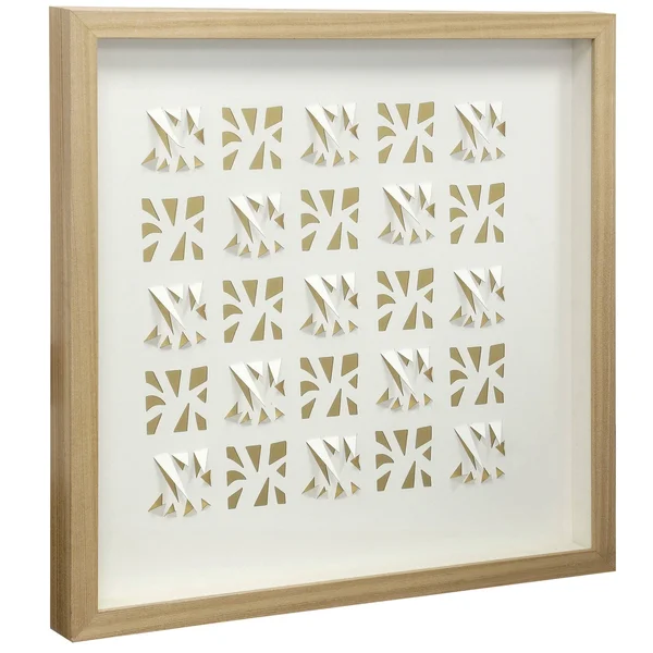Stylecraft Home Collection Shadow - Paper Fun Shadowbox Wall Art - Natural Colored Inner Paper, White Background, Natural Wooden