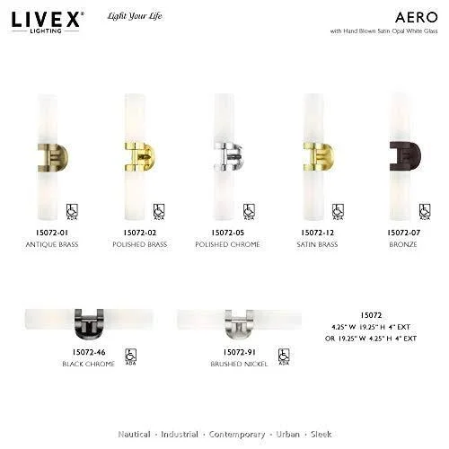 Livex Lighting Aero 2 Light Black Chrome ADA Vanity Sconce 15072-46