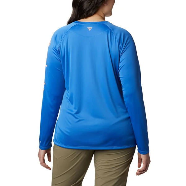 Columbia Tidal Tee II Long Sleeve 2x - Stormy Blue, Light Coral Logo
