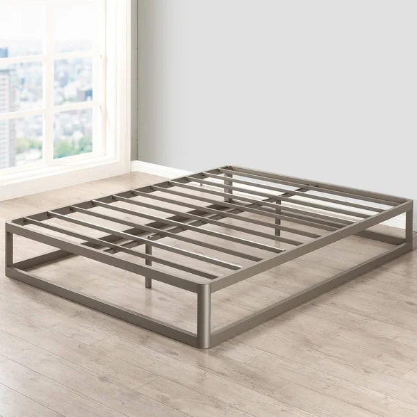 Porch & den Mcalpin Champagne Silver 12-in. Metal Platform Bed Frame - King