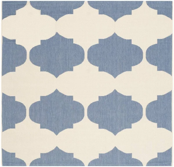 Safavieh Courtyard Beige & Blue 5&-3x22 x 5&-3x22 Square Indoor/Outdoor Rug