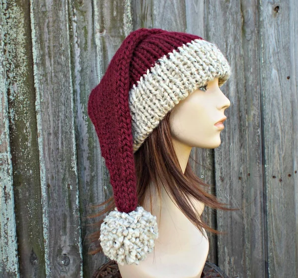 Santa Hat Knitted Santa Hat Rustic Santa Hat Santa Claus Hat Christmas Hat Knit Hat Womens Hats Winter Hat Mens Hat Winter Acces