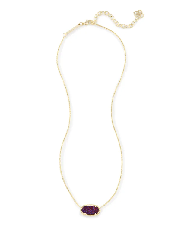 Kendra Scott ELISA Silver Pendant Necklace - Iridescent Drusy