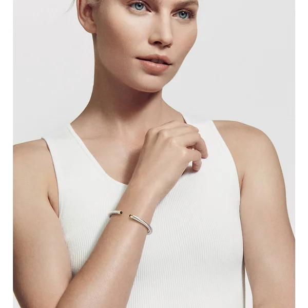 David Yurman Cable Classics Bracelet with Semiprecious Stones & 14K Gold - 5mm Black Onyx
