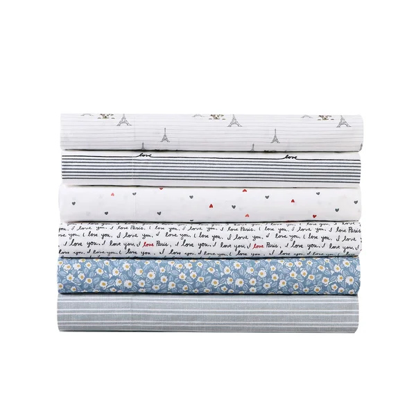 Ed Ellen DeGeneres Button Floral Percale King Sheet Set - Blue