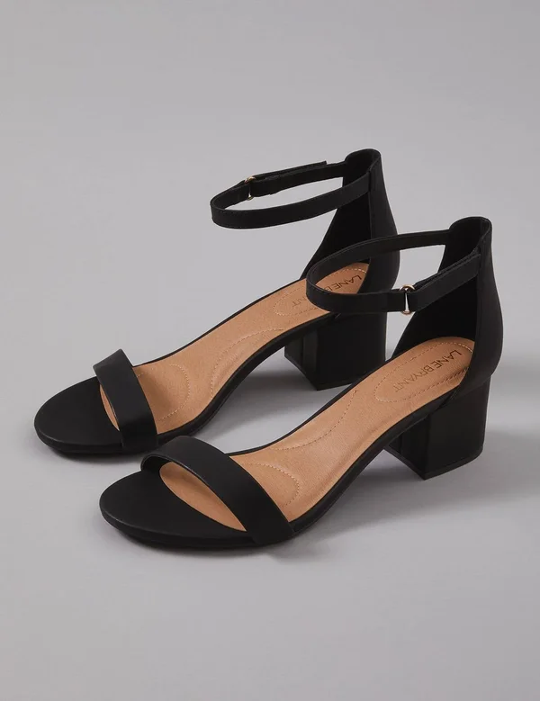 Plus Size Women's Short Ankle Strap Block Heel Sandal - Size: 9W, Black, Lane Bryant