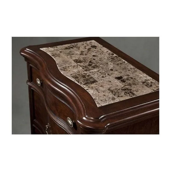 Bowery Hill Solid Wood 3-Drawer Nightstand in Rich Cherry