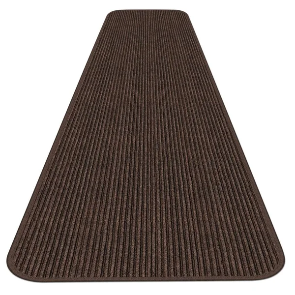 Indoor/Outdoor Double-Ribbed Carpet Runner with Skid-Resistant Rubber Backing - Bittersweet Brown - 4' x 25'