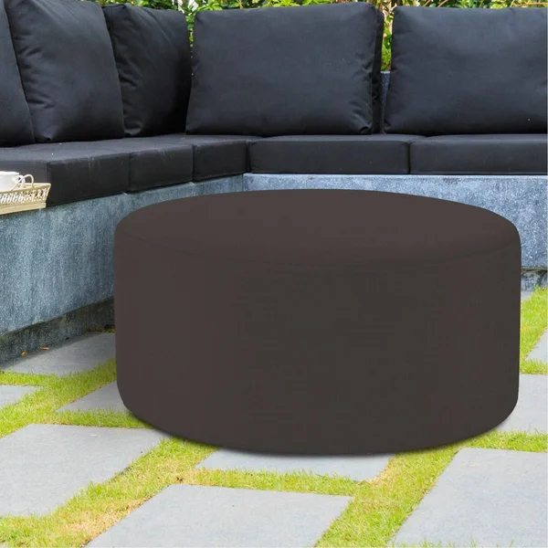 Howard Elliott Seascape Charcoal Universal 36x22 Round Ottoman