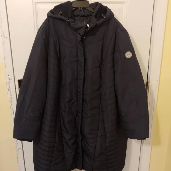 Plus Size Seam Detail Long Quilted Lined Jacket
