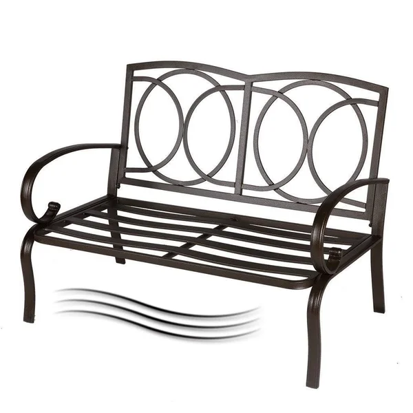 Cloud Mountain 2 Piece Outdoor Loveseat Furniture Bistro Set Garden Patio Metal Coffee Table Bench Sofa with Cushions - Gradient
