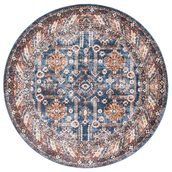 Safavieh BIJ653B-5SQ Square Traditional Bijar Area Rug Royal & Ivory - 5 x 5 ft.