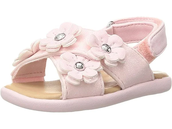 Ugg Baby Allairey Sparkles Pink Leather Flat Sandals