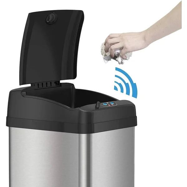 iTouchless 13 Gallon Stainless Steel Pet-Proof Sensor Trash Can with AbsorbX Odor Filter System