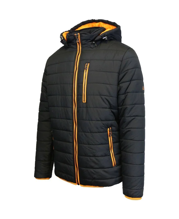 Spire by Galaxy Men's Puffer Bubble Jacket with Contrast Trim - black-red
