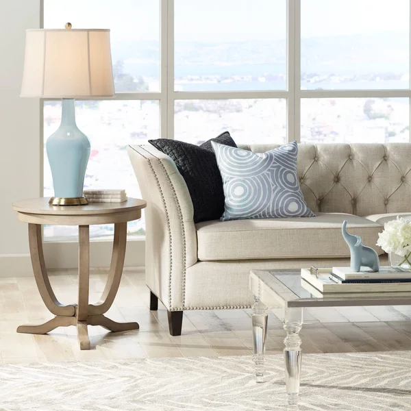 Color + Plus Rain Anya Table Lamp, Blue