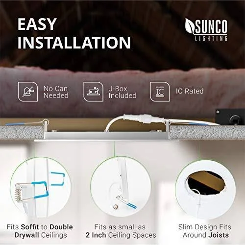 Sunco Lighting 6 Pack 4 inch Slim LED Downlight with Junction Box, 10W\x3d60W, 650
