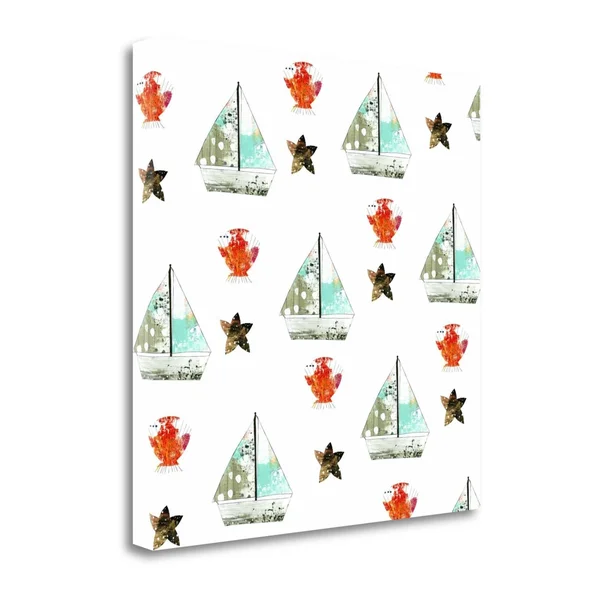 Tangletown Fine Art 'Sailboats Pattern' by Sarah Ogren Graphic Art on Wrapped Canvas