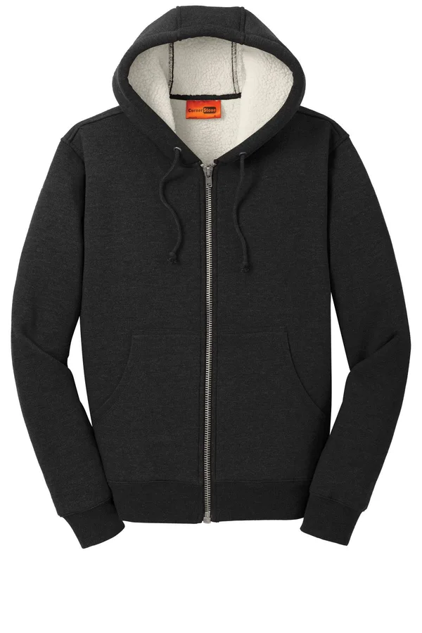 Cornerstone CS625 Heavyweight Sherpa-Lined Hooded Fleece Jacket - Black - 2XL