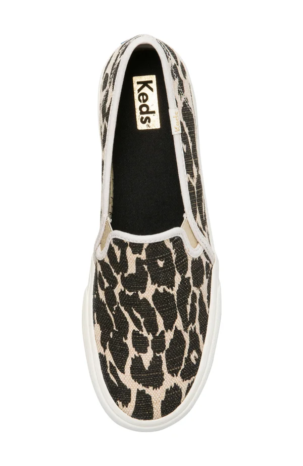 Keds Double Decker Leopard Woven Slip on Sneaker (Women's), Size: 5
