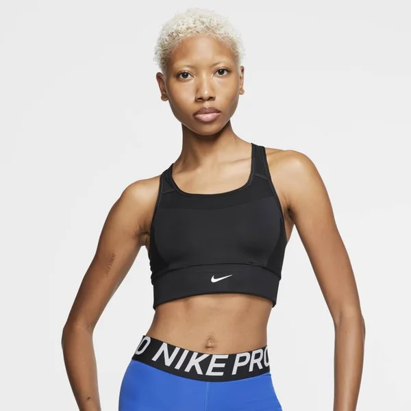Nike Women's Swoosh Pocket Sports Bra, Small, Black
