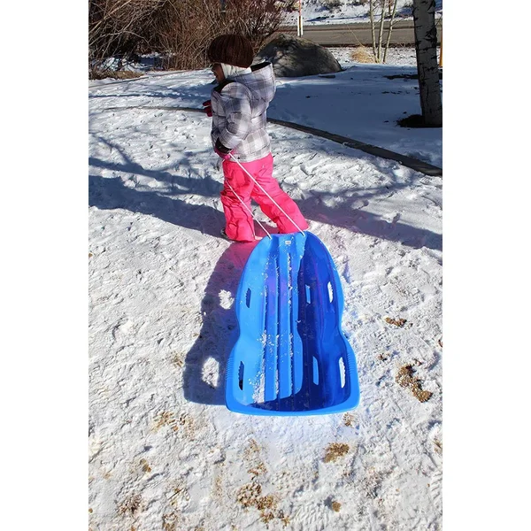 Slippery Racer Downhill Xtreme Plastic Toboggan Snow Sled, Blue & Green (2 Pack)