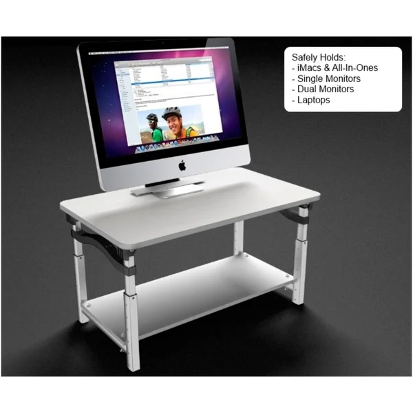 Uncaged Ergonomics Lift - Adjustable Height Computer Monitor Stand for Sitting & Standing - White