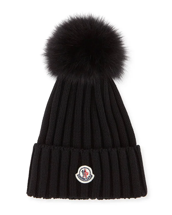Moncler Black Pom Pom Beanie